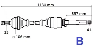 Arbre de transmission droit Citroen Jumper Peugeot Boxer 1.6 BlueHDI T6201 1614305680 Nouvelle GRESA