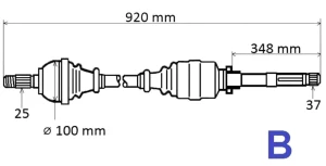 Arbre de transmission droit Citroen C4 Peugeot 307 2.0HDI T6191 3273LX Nouvelle GRESA