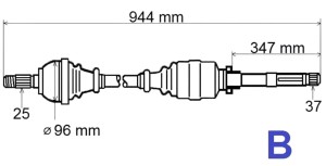 Arbre de transmission droit Citroen C5 3.0 V6 24V T5497 32738J Nouvelle GRESA